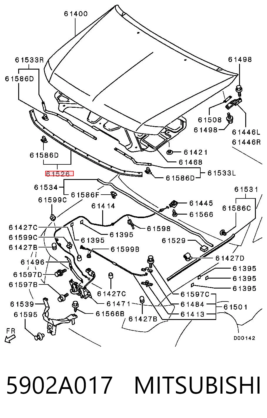 5902A017 Mitsubishi Ущільнювач капота