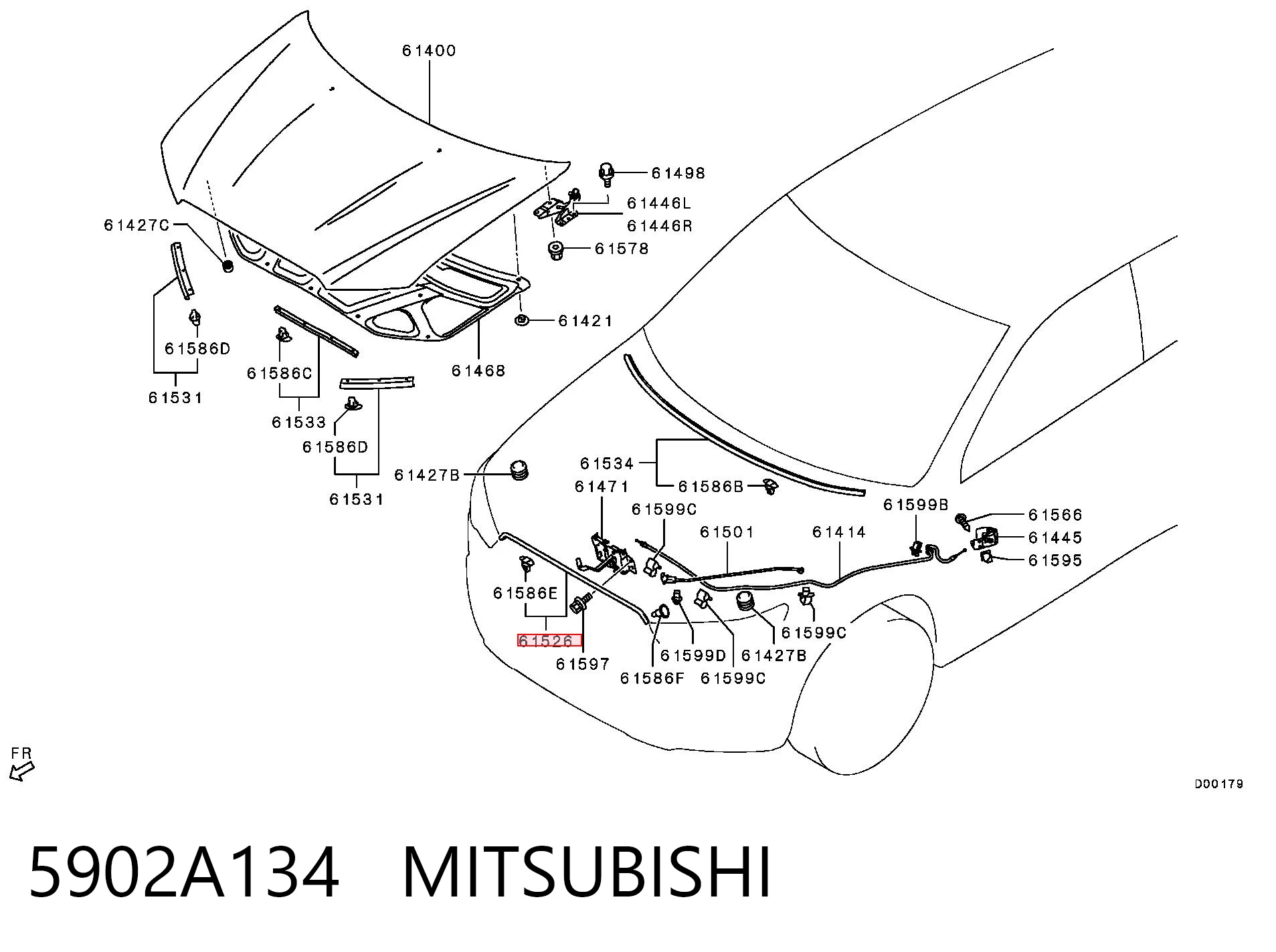 5902A134 Mitsubishi Ущільнювач капота
