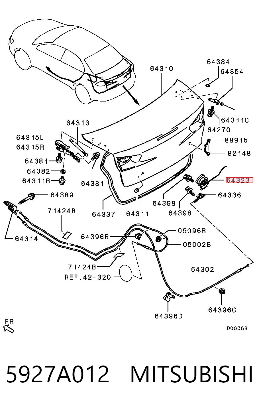 Замок п'ятих дверей на Mitsubishi Lancer X CY_A, CZ_A