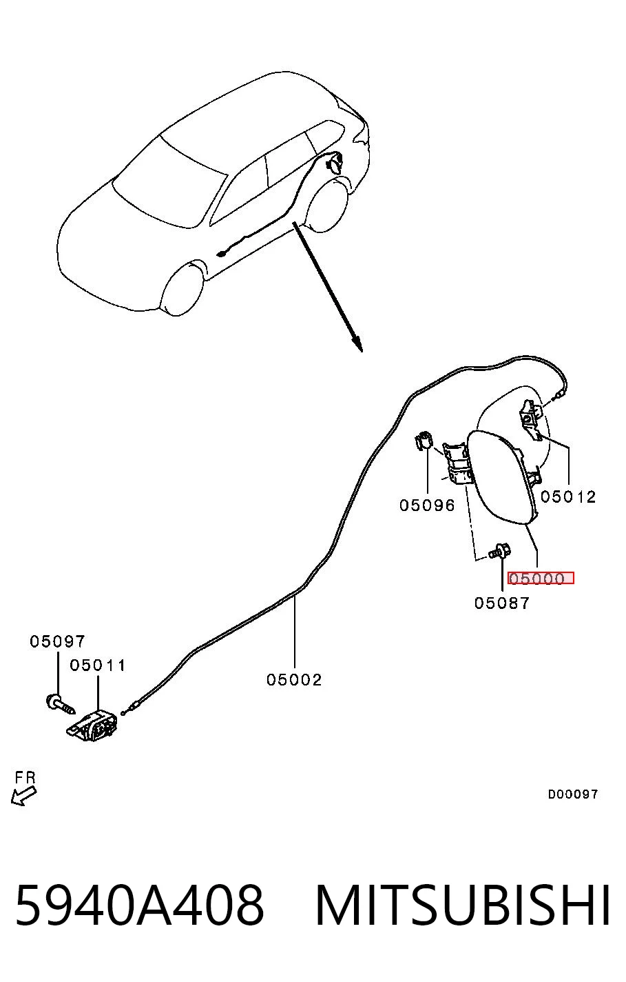 Дверцята бензобака на Mitsubishi Outlander III GF, GG