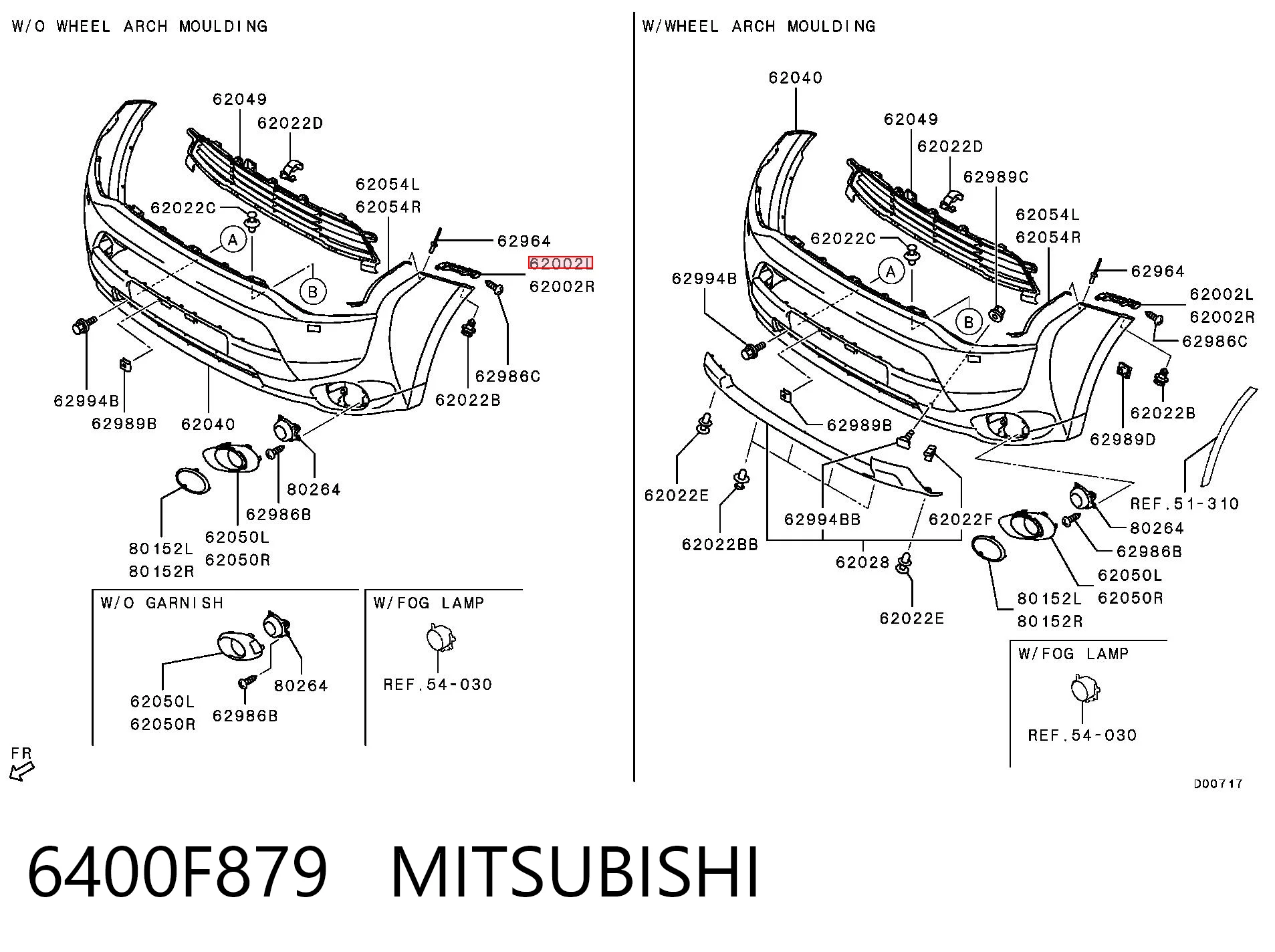6400F879 Mitsubishi Лівий кронштейн переднього бампера