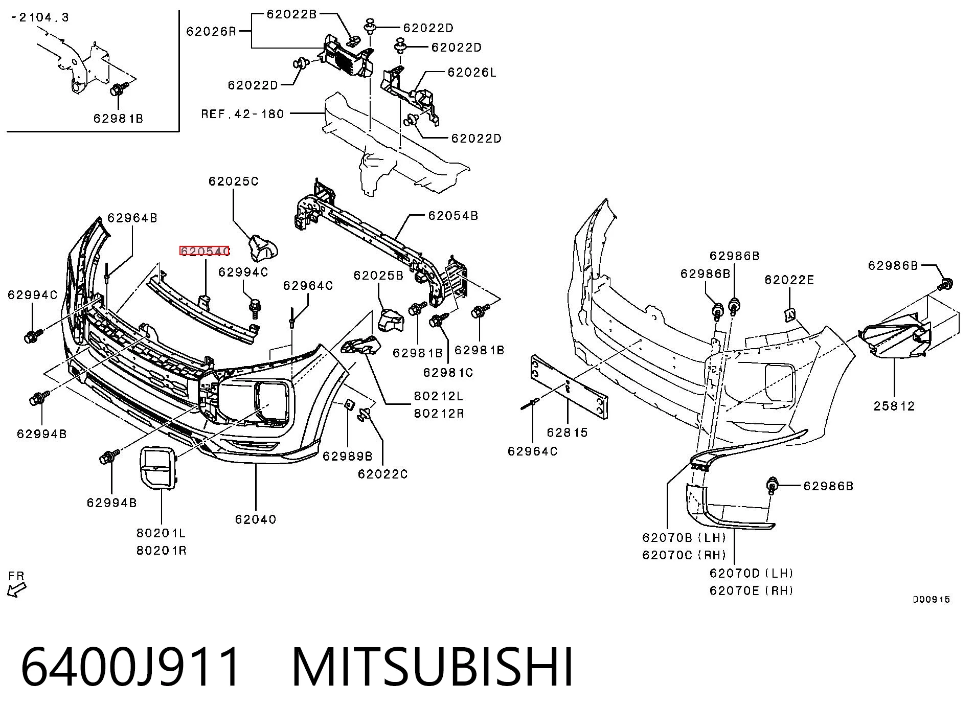 6400J911 Mitsubishi Кріплення бампера переднього