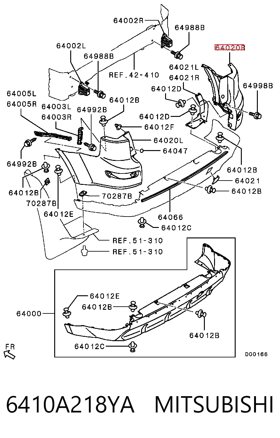 Купити 6410A218YA Chrysler Бампер задній, права частина