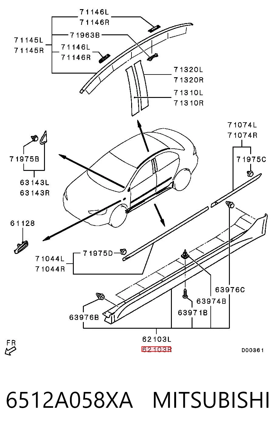 Купити 6512A058BB Chrysler Накладка зовнішня (молдинг) порога, правий