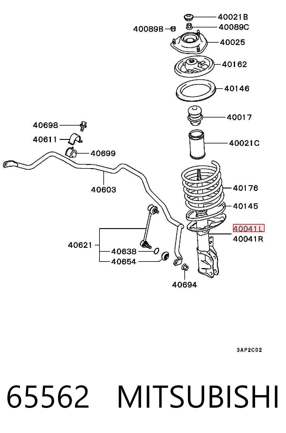 65562 Mitsubishi Амортизатор передньої підвіски