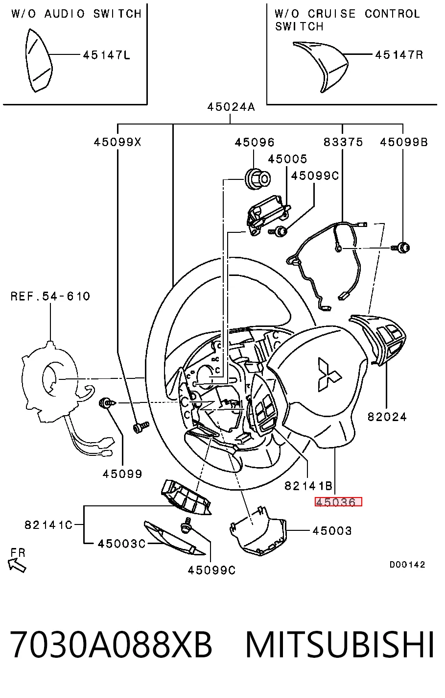 7030A088XA Chrysler Подушка безпеки, водійська, AIRBAG