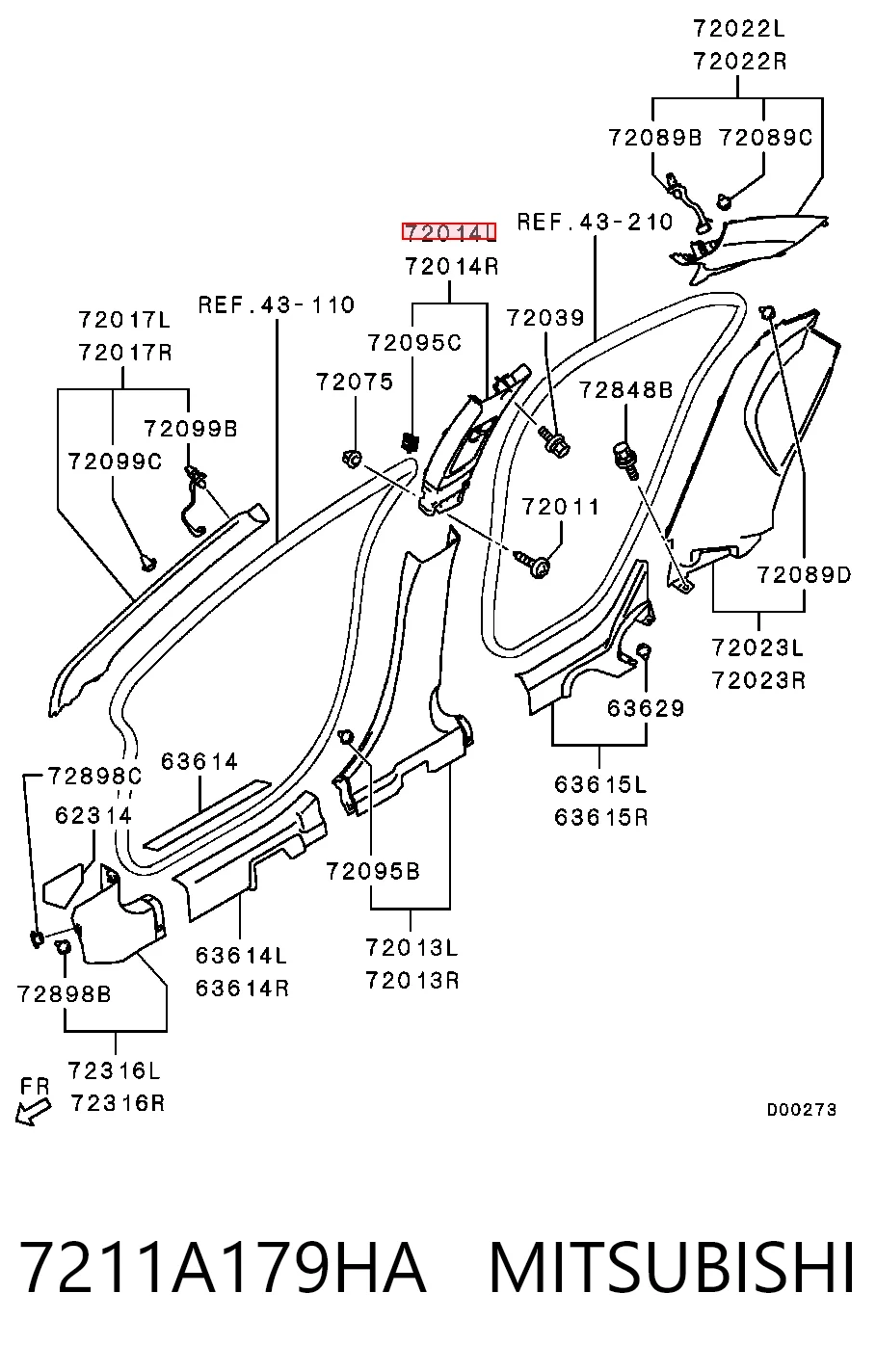 7211A062HA Chrysler Обшивка стійки кузова внутрішня, середня ліва