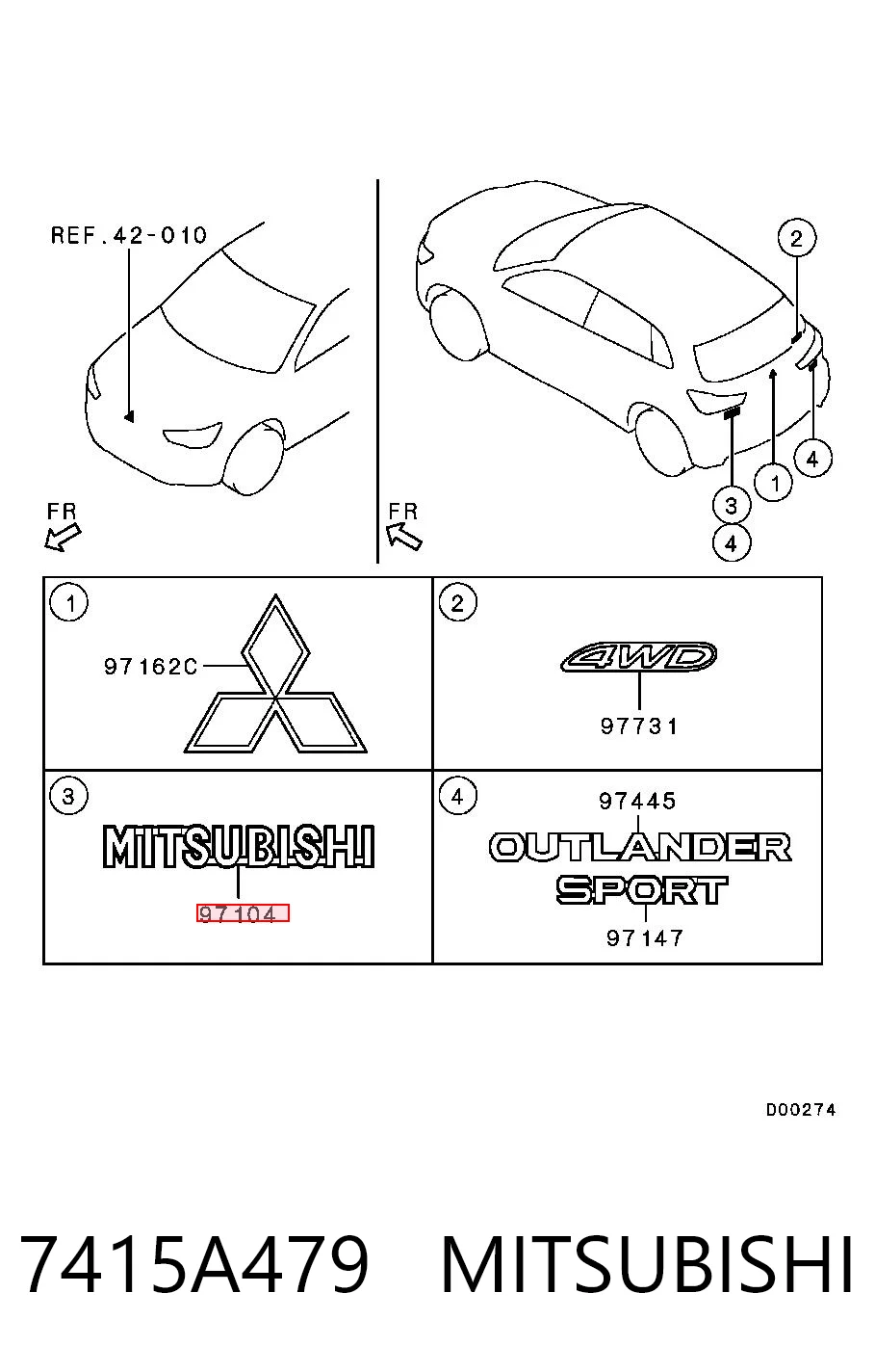Емблема кришки багажника, фірмовий значок на Mitsubishi Lancer X CY_A, CZ_A