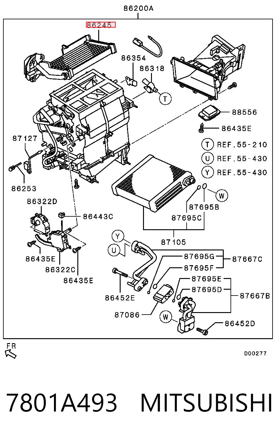 7801A493 Mitsubishi Радіатор опалювача салону