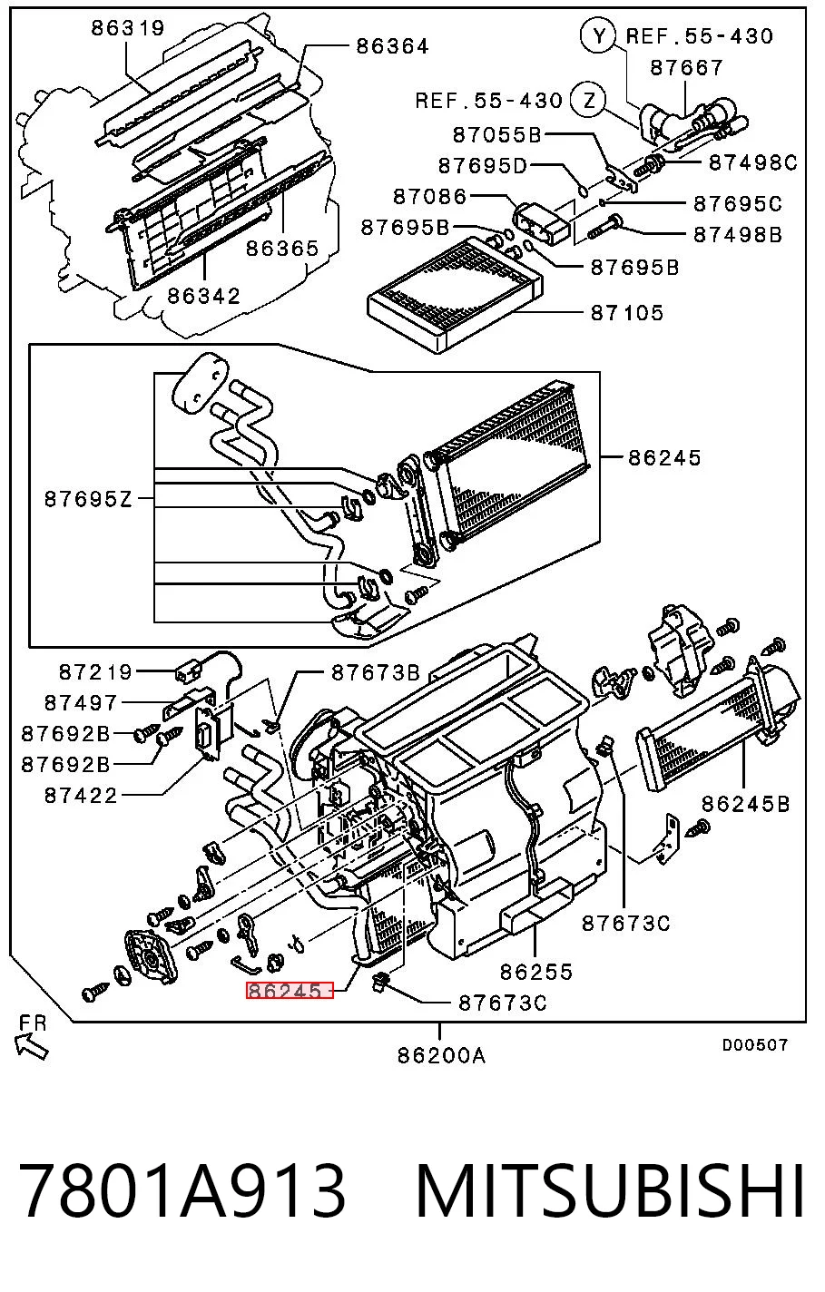7801A913 Mitsubishi Радіатор опалювача салону