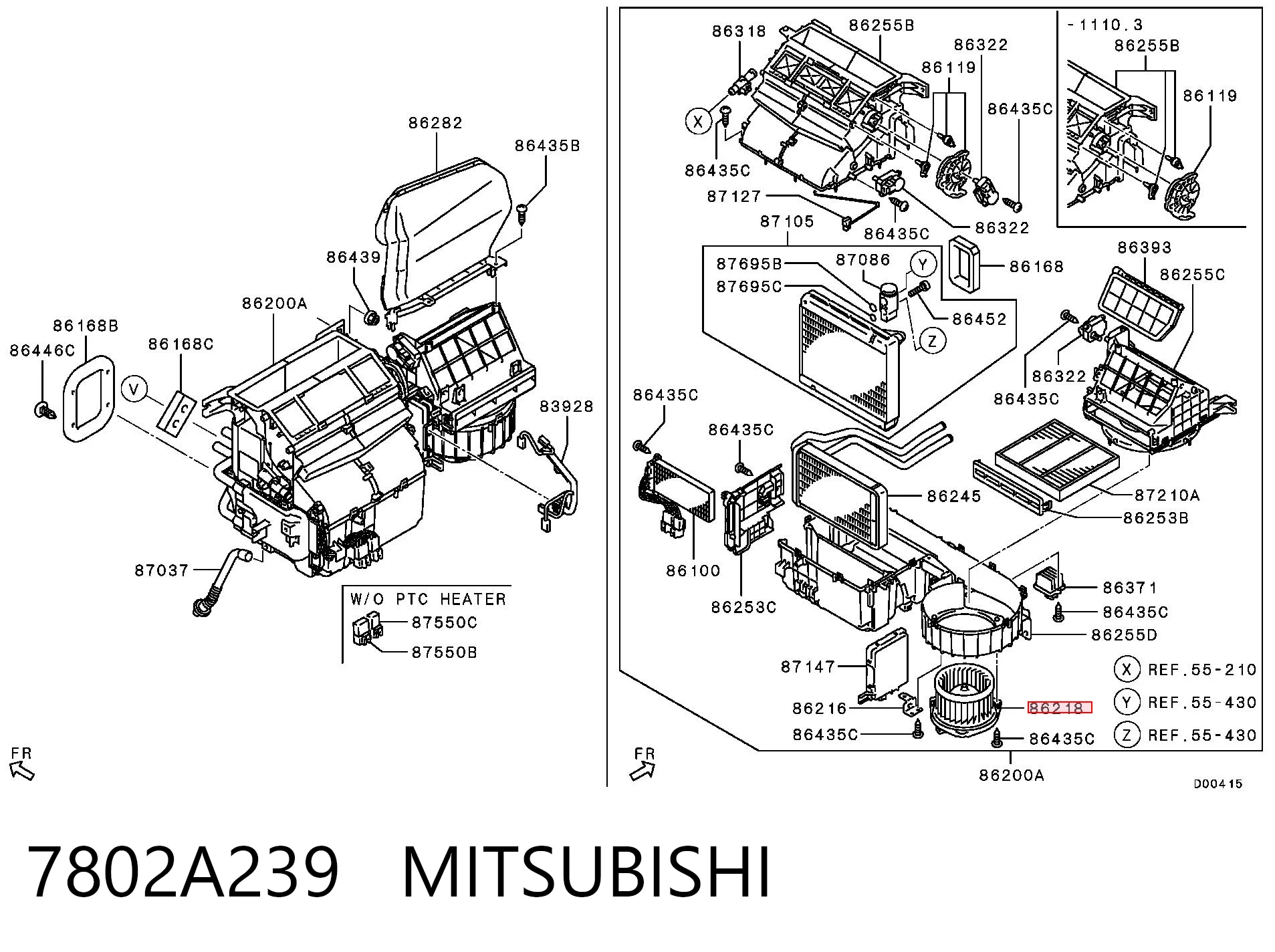 7802A239 Mitsubishi Електромотор пічки