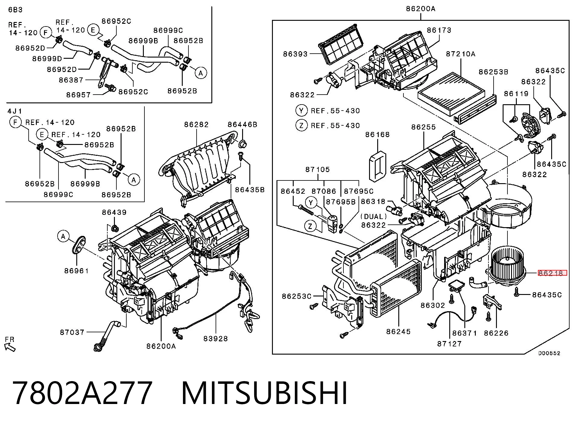 7802A277 Mitsubishi Електромотор пічки
