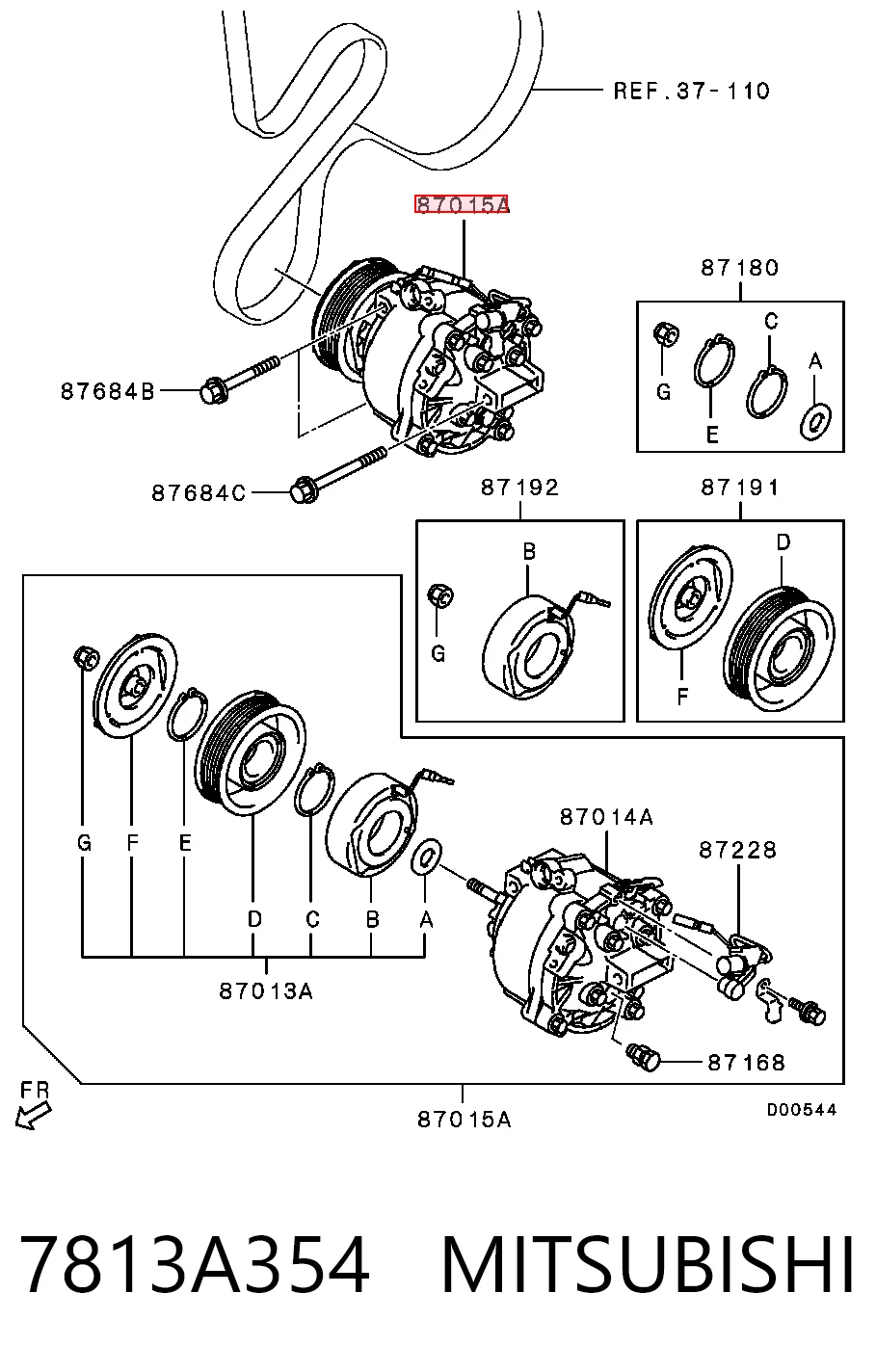 Компресор системи кондиціювання Mitsubishi 7813A354 ціна, від 257.25 USD
