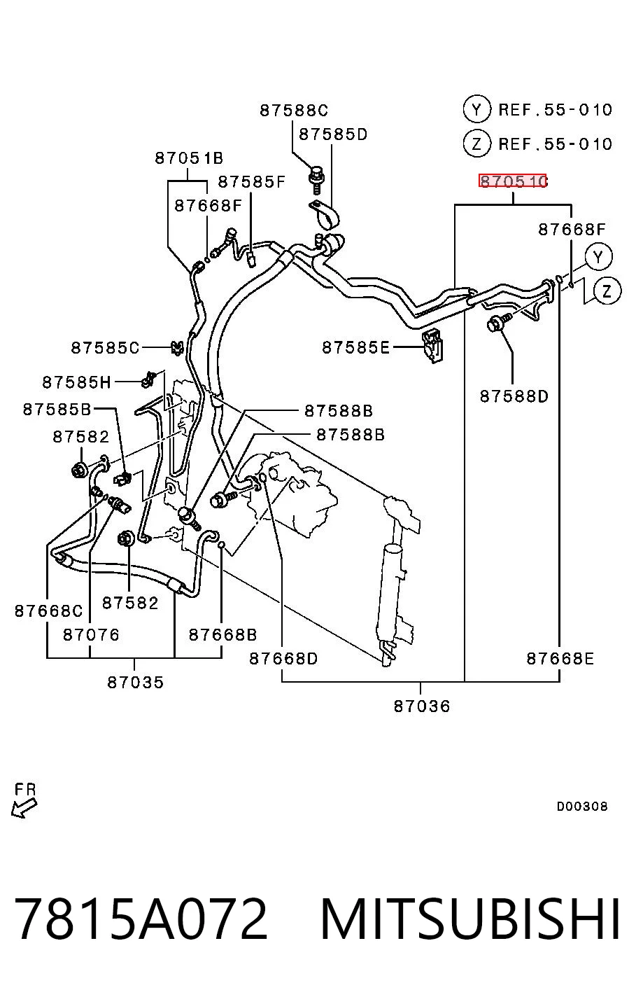 7815A072 Mitsubishi Шланг кондиціонера, від радіатора до випарника