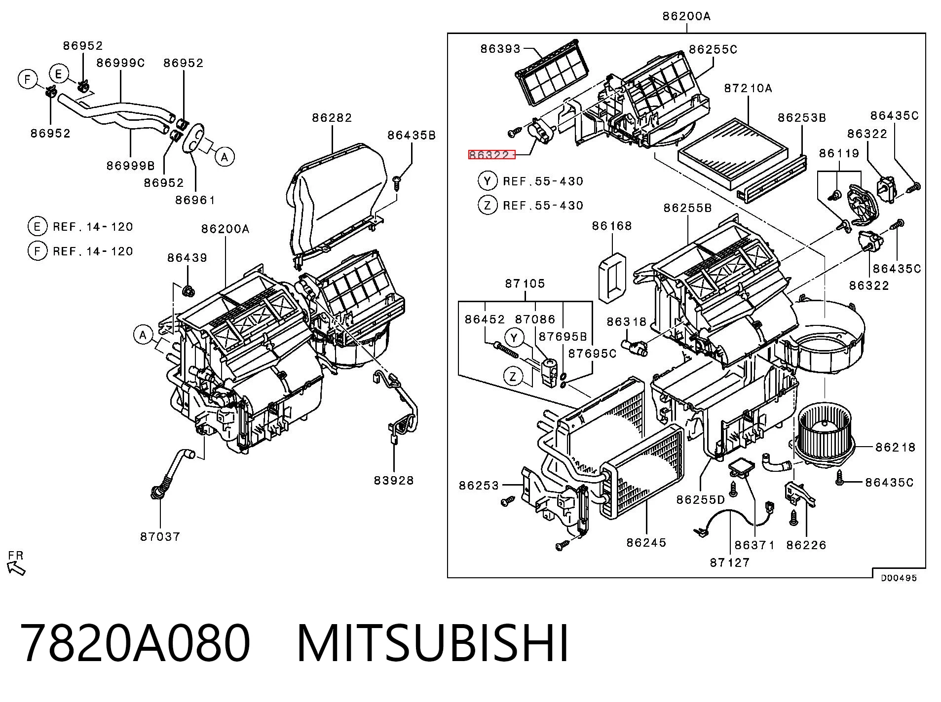 7820A080 Mitsubishi Мотор заслінки печі