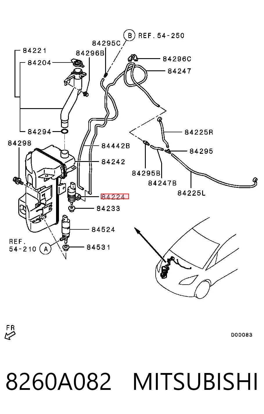 8260A082 Mitsubishi Помпа омивача скла передній/задній