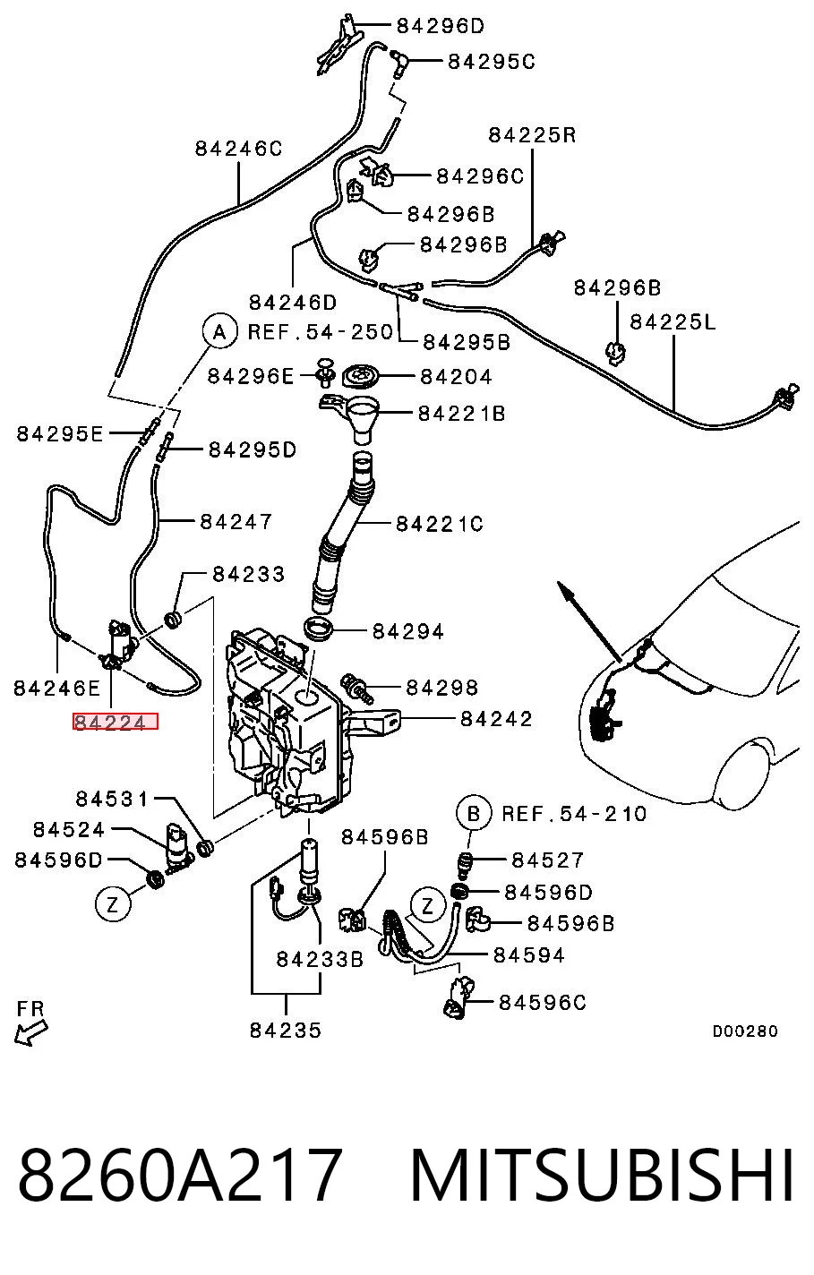 8260A217 Mitsubishi Двигун омивача скла передній/задній