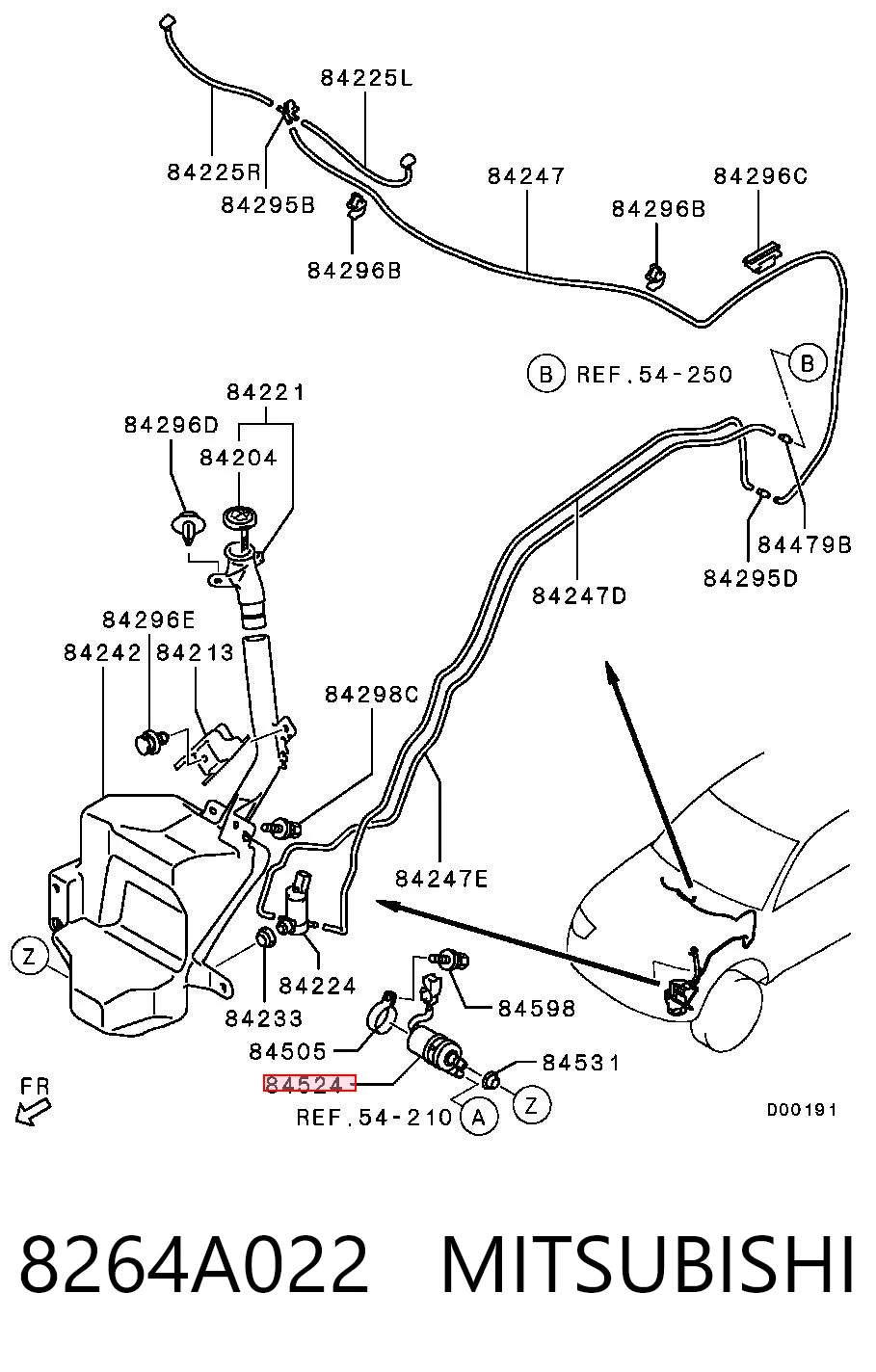 8264A022 Mitsubishi Насос-двигун омивача фар