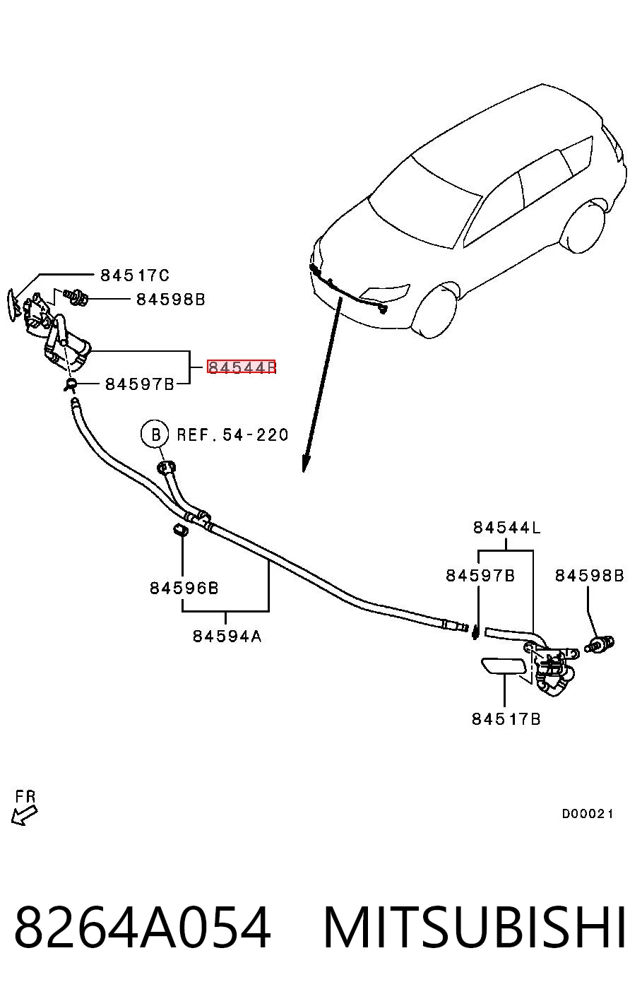 8264A054 Mitsubishi Форсунка омивача фари передньої, правої