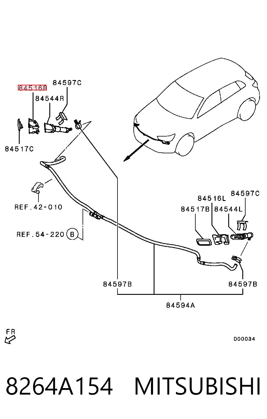 8264A154 Mitsubishi Накладка форсунки омивача фари передньої