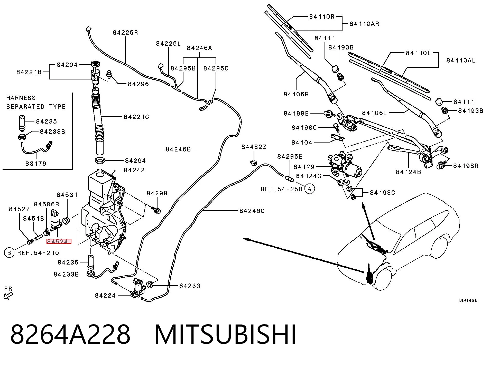 8264A228 Mitsubishi Насос-двигун омивача фар