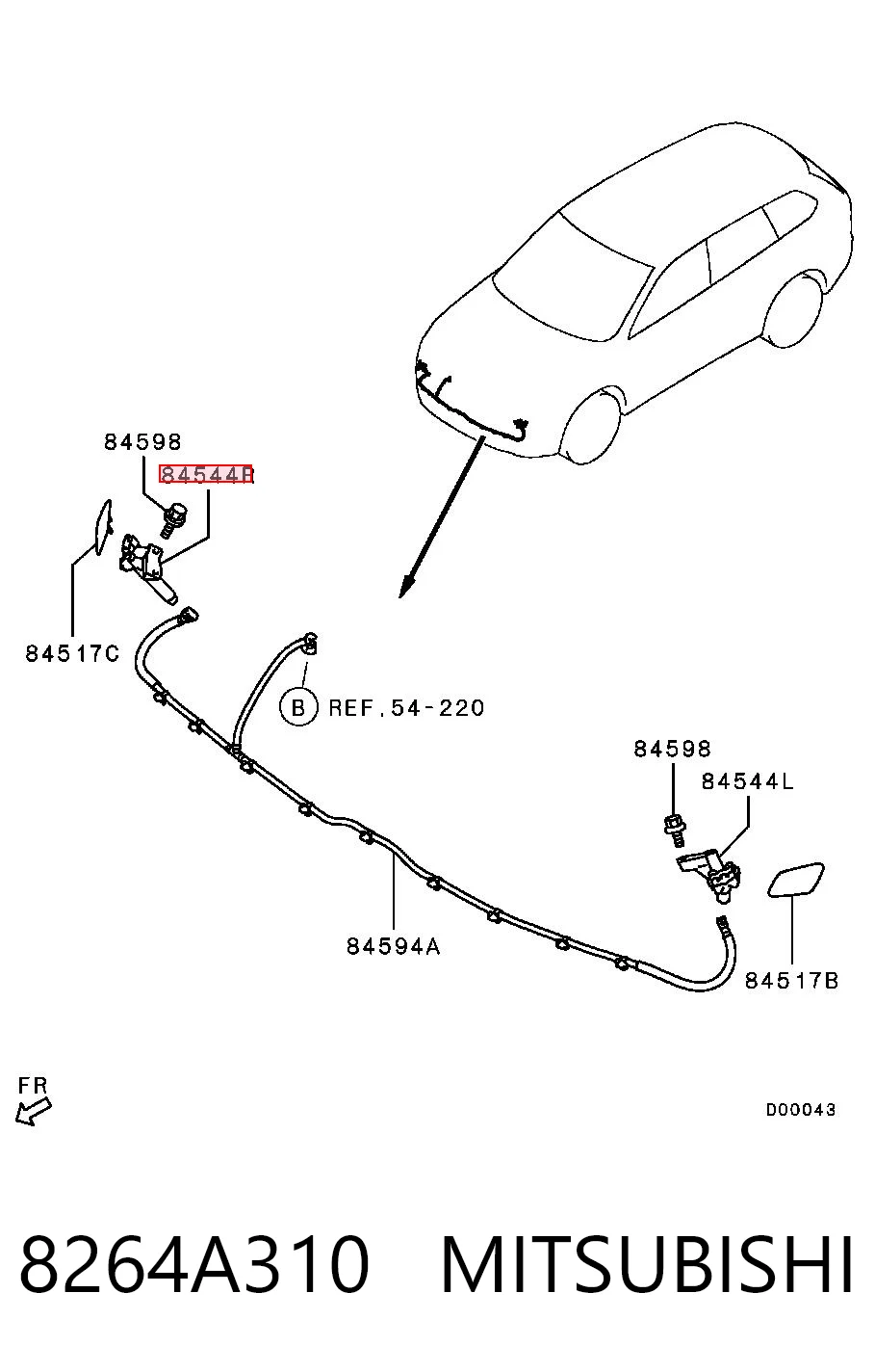 8264A310 Mitsubishi Форсунка омивача фари передньої, правої