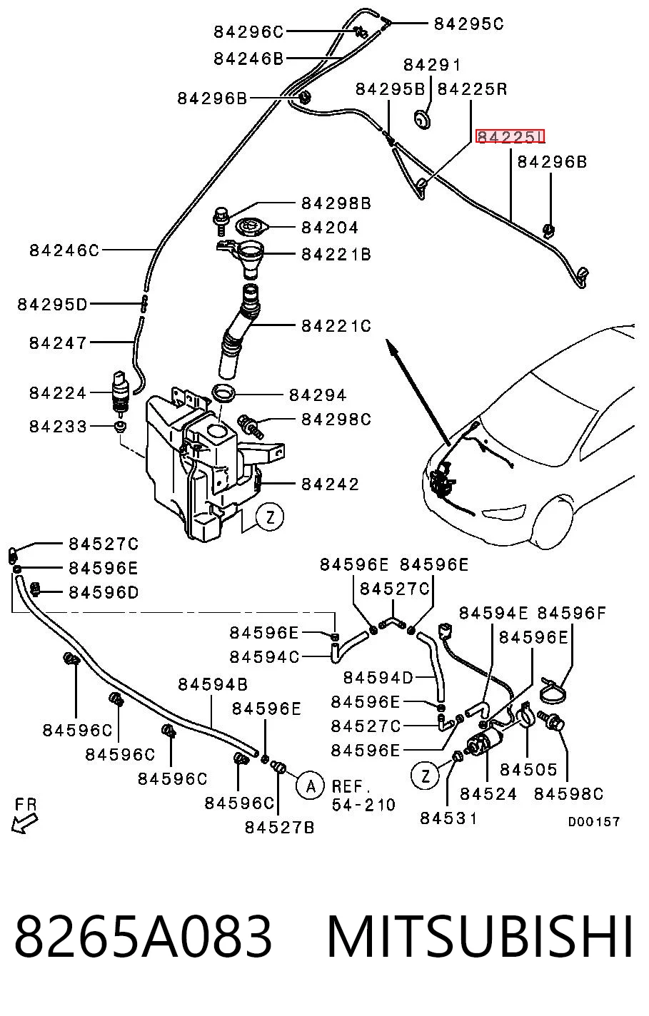 8265A083 Mitsubishi Форсунка омивача скла лобового, ліва