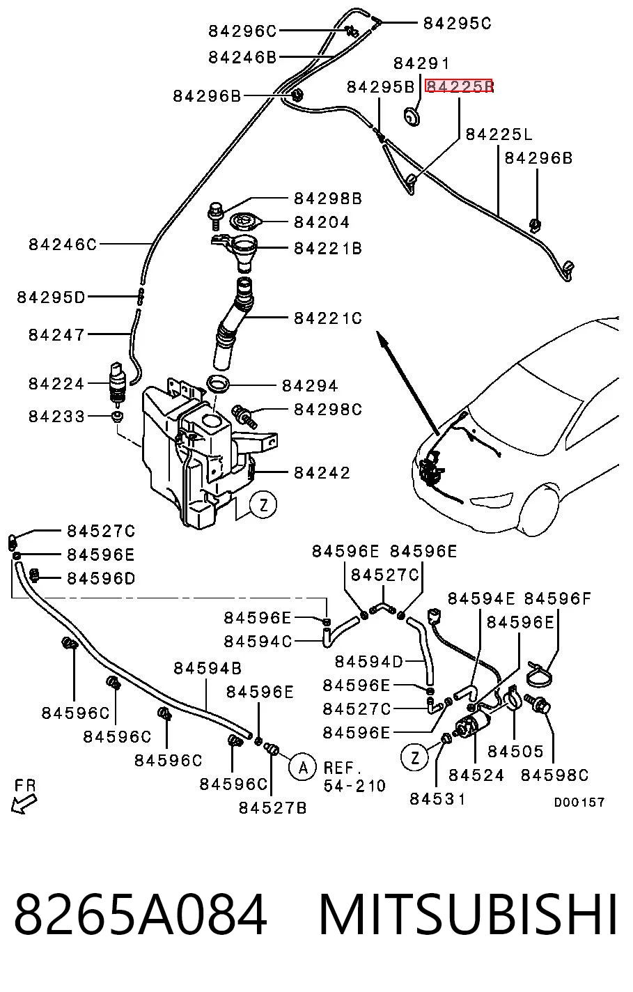 8265A084 Mitsubishi Форсунка омивача скла лобового, права