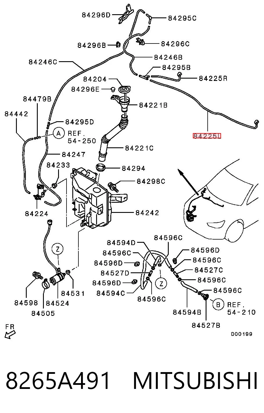 8265A491 Mitsubishi Форсунка омивача скла лобового, ліва