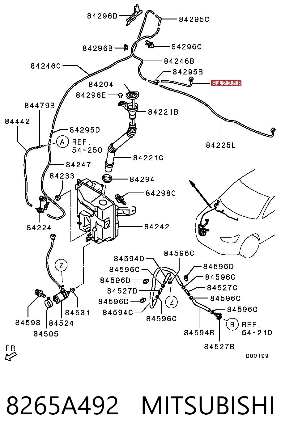8265A492 Mitsubishi Форсунка омивача скла лобового, права