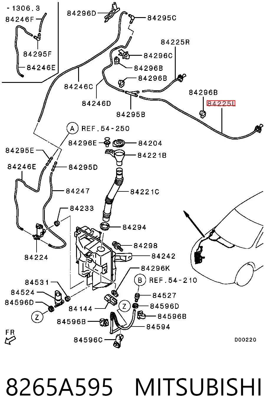 8265A595 Mitsubishi Форсунка омивача скла лобового, ліва