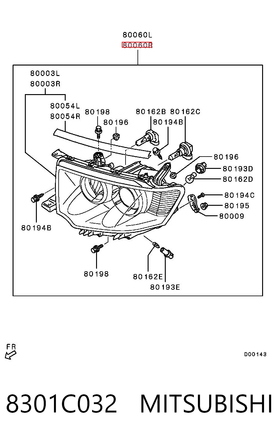 Фара передня права Chrysler 8301C404