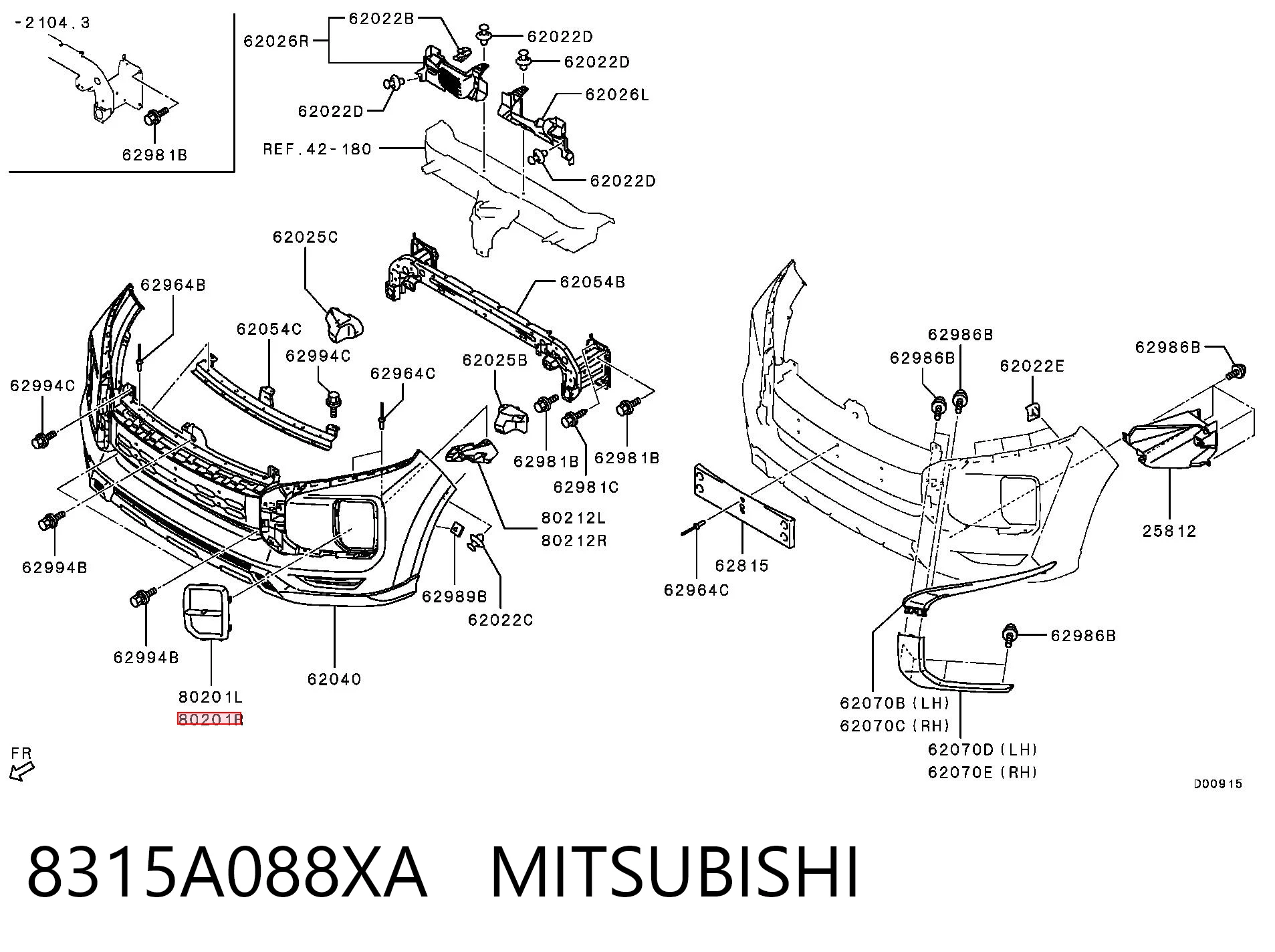8315A088XA Mitsubishi Ободок/окантовка фари протитуманной, правий