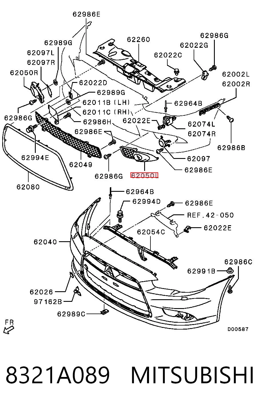 8321A089 Mitsubishi Решітка протитуманних фар ліва