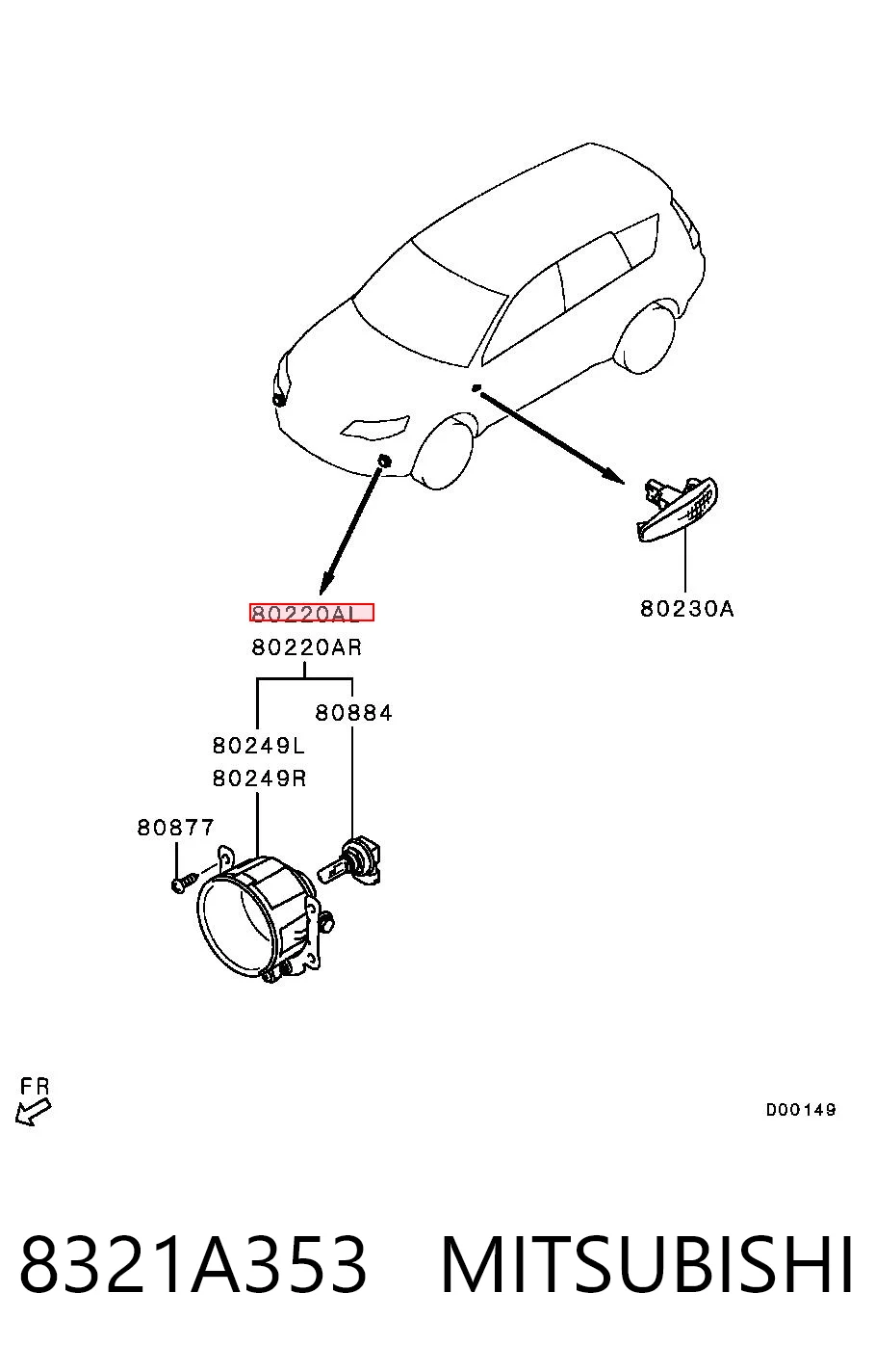 Протитуманки, ліваі, права на Mitsubishi Outlander II CW