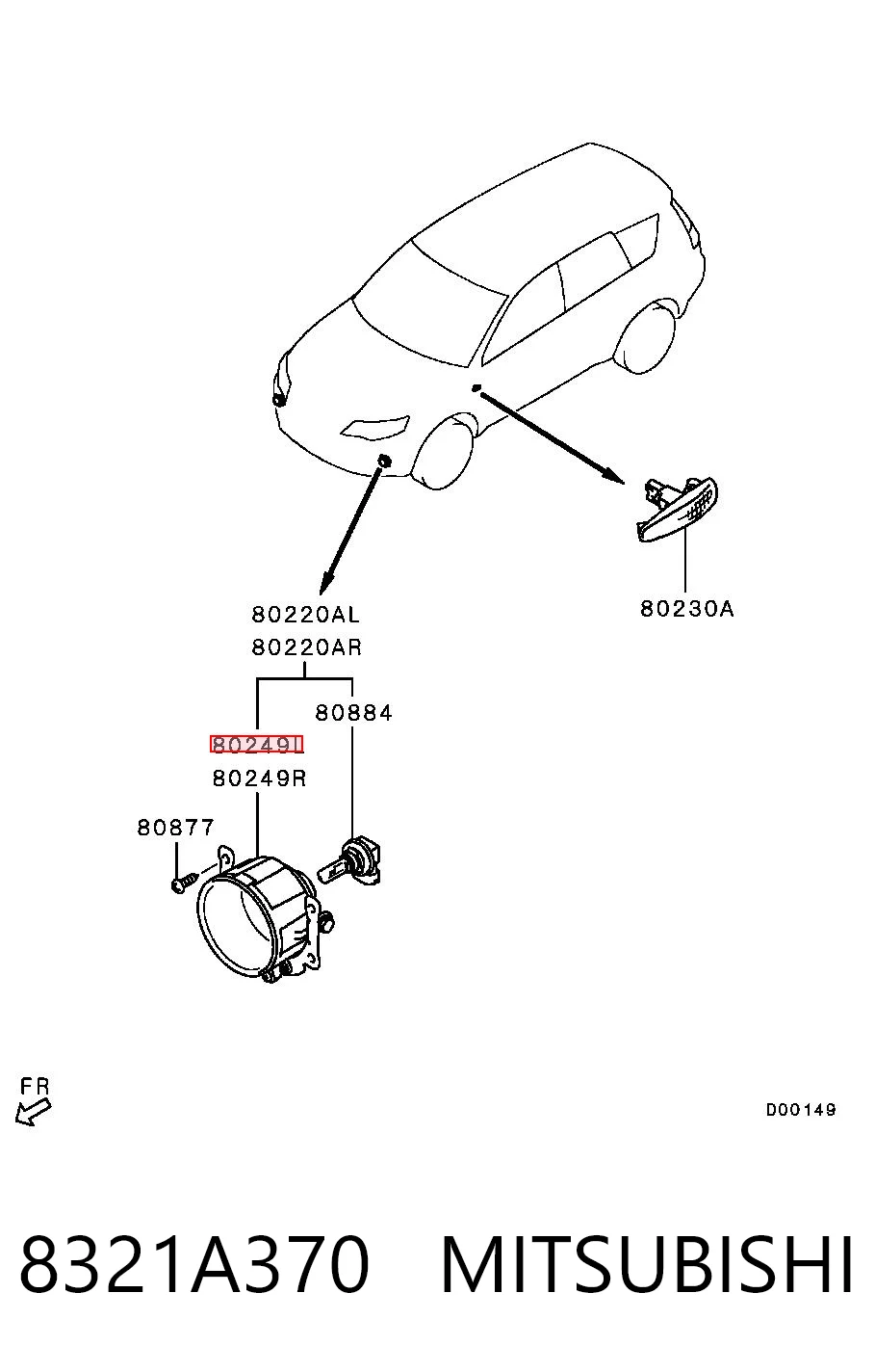 Купити Фара протитуманна, ліва/права Mitsubishi Outlander II CW