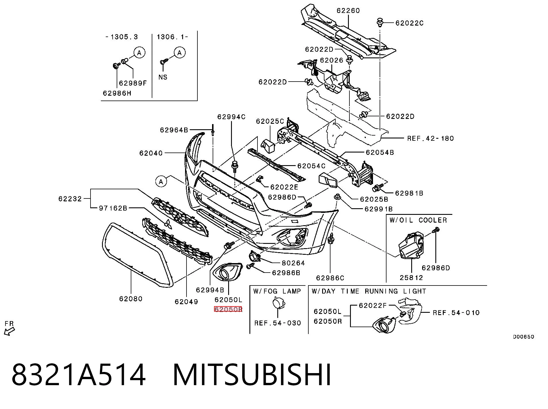 8321A514 Mitsubishi Ободок/окантовка фари протитуманной, правий
