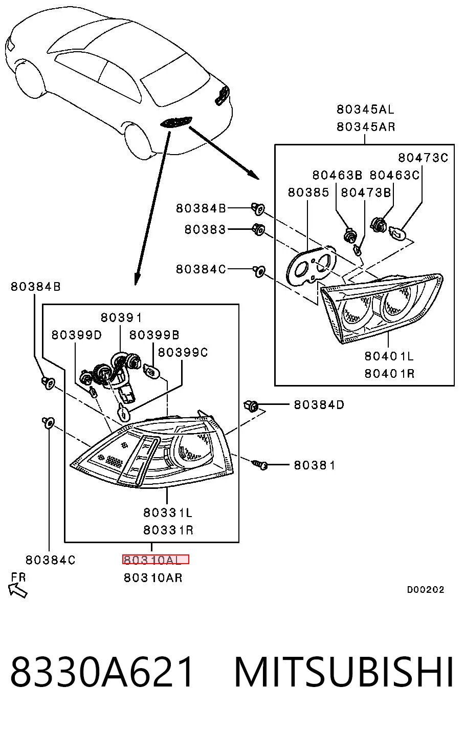 8330A621 Mitsubishi Задня ліва фара