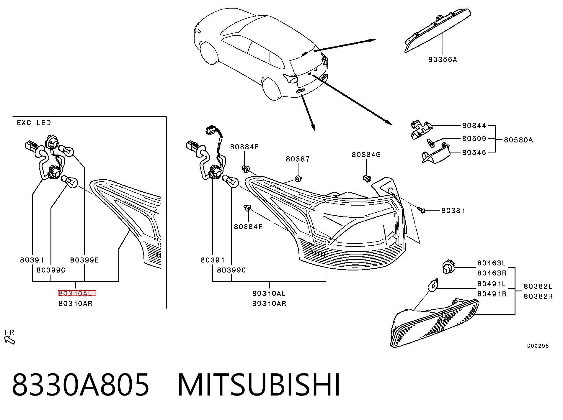 8330A805 Mitsubishi Задня ліва фара