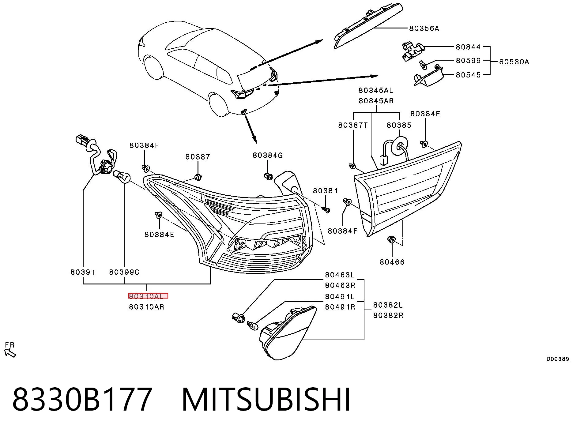 8330B177 Mitsubishi Задній лівий зовнішній ліхтар