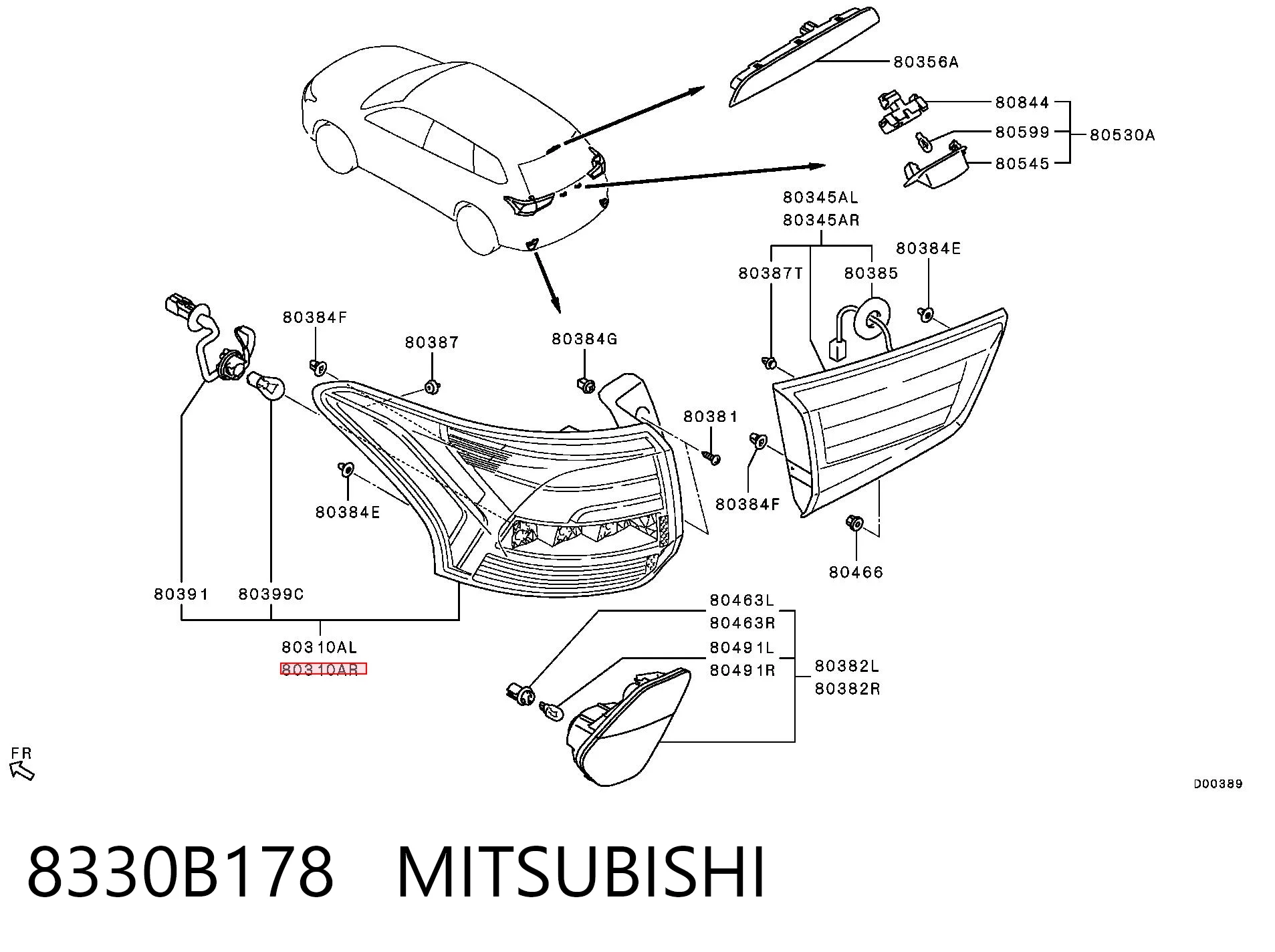 Ліхтар задній правий, зовнішній Chrysler 8330B006 ціна, від 124.02 USD