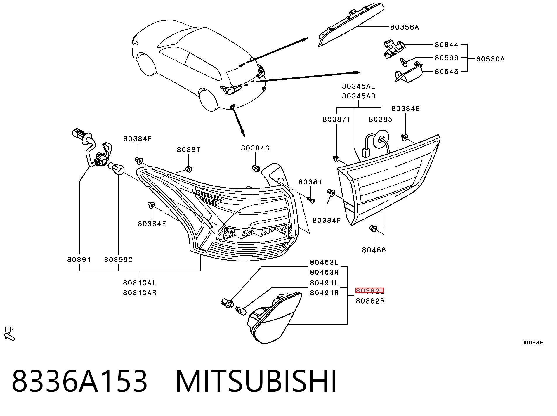 8336A153 Mitsubishi Протівотуманнка задня, ліва