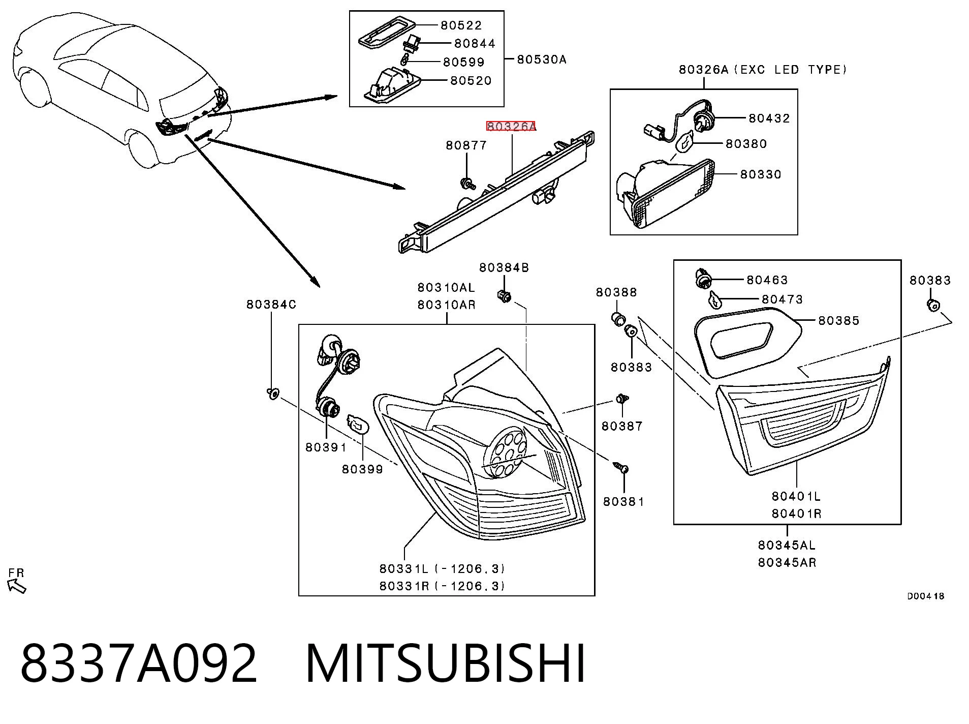 8337A092 Mitsubishi Задня противотуманка