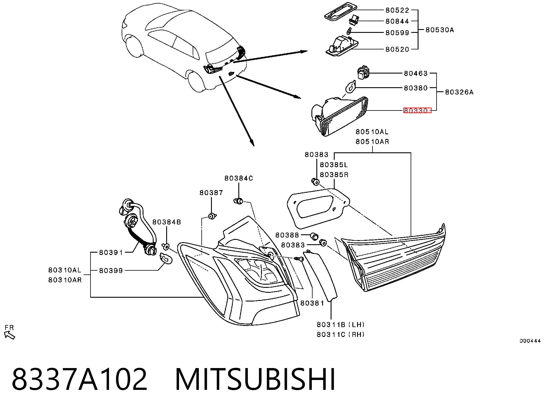 8337A102 Mitsubishi Фара задня
