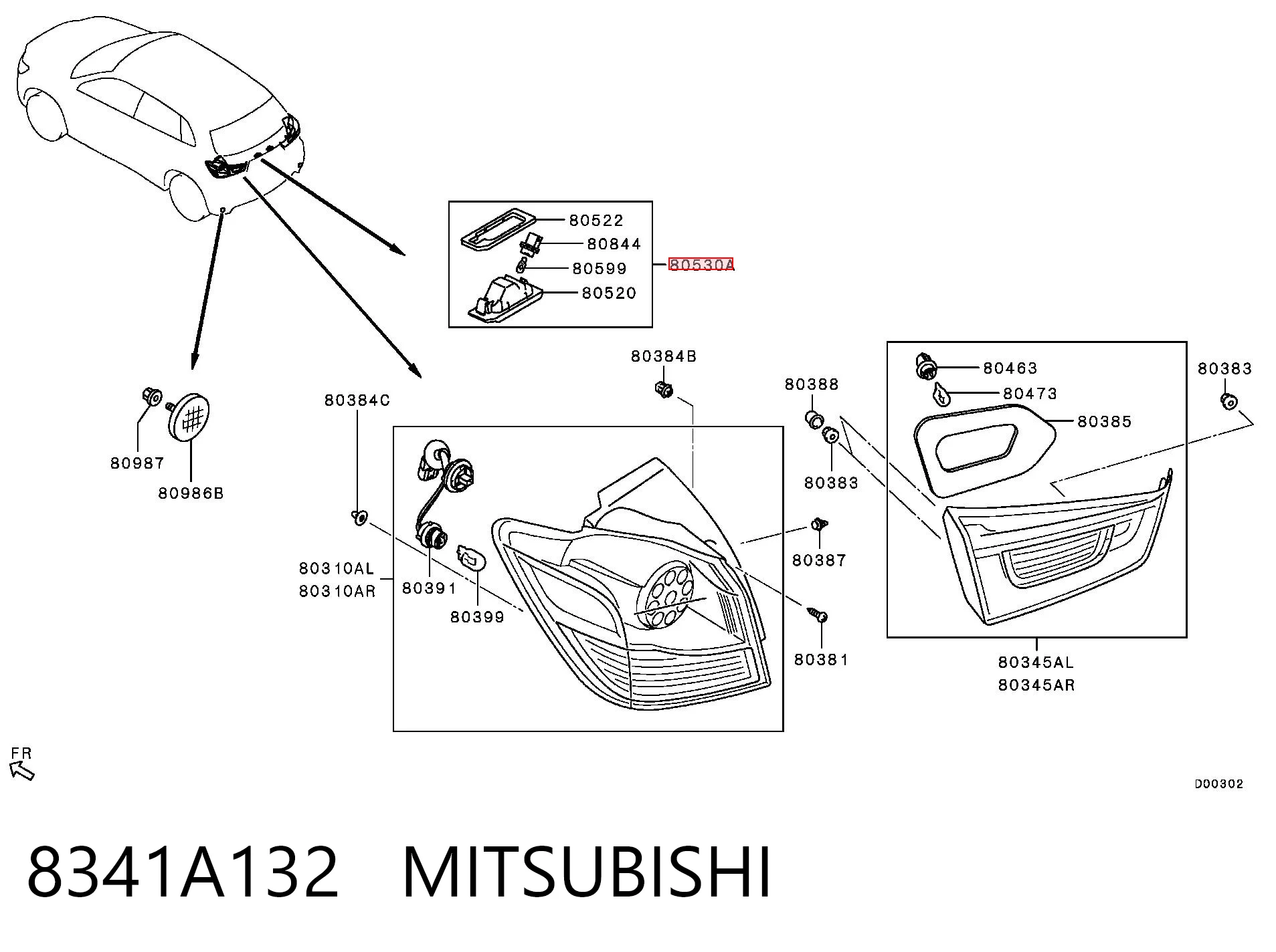 8341A132 Mitsubishi Ліхтар освітлення номерного знака