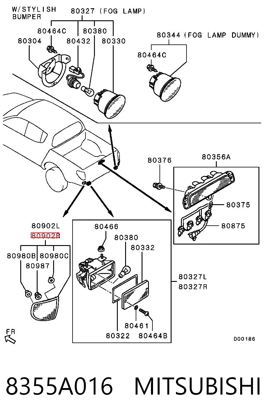 8355A016 Mitsubishi Правий катафот бампера