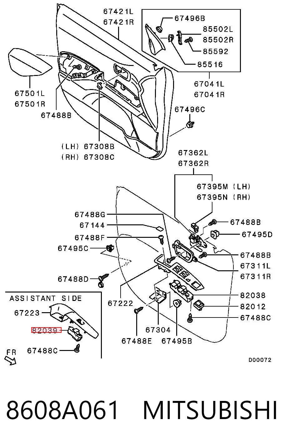 8608A061 Mitsubishi Кнопки переднього лівого склопід'ємника