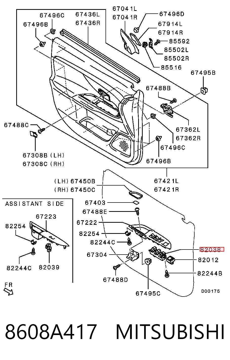 8608A417 Mitsubishi Кнопки переднього лівого склопід'ємника