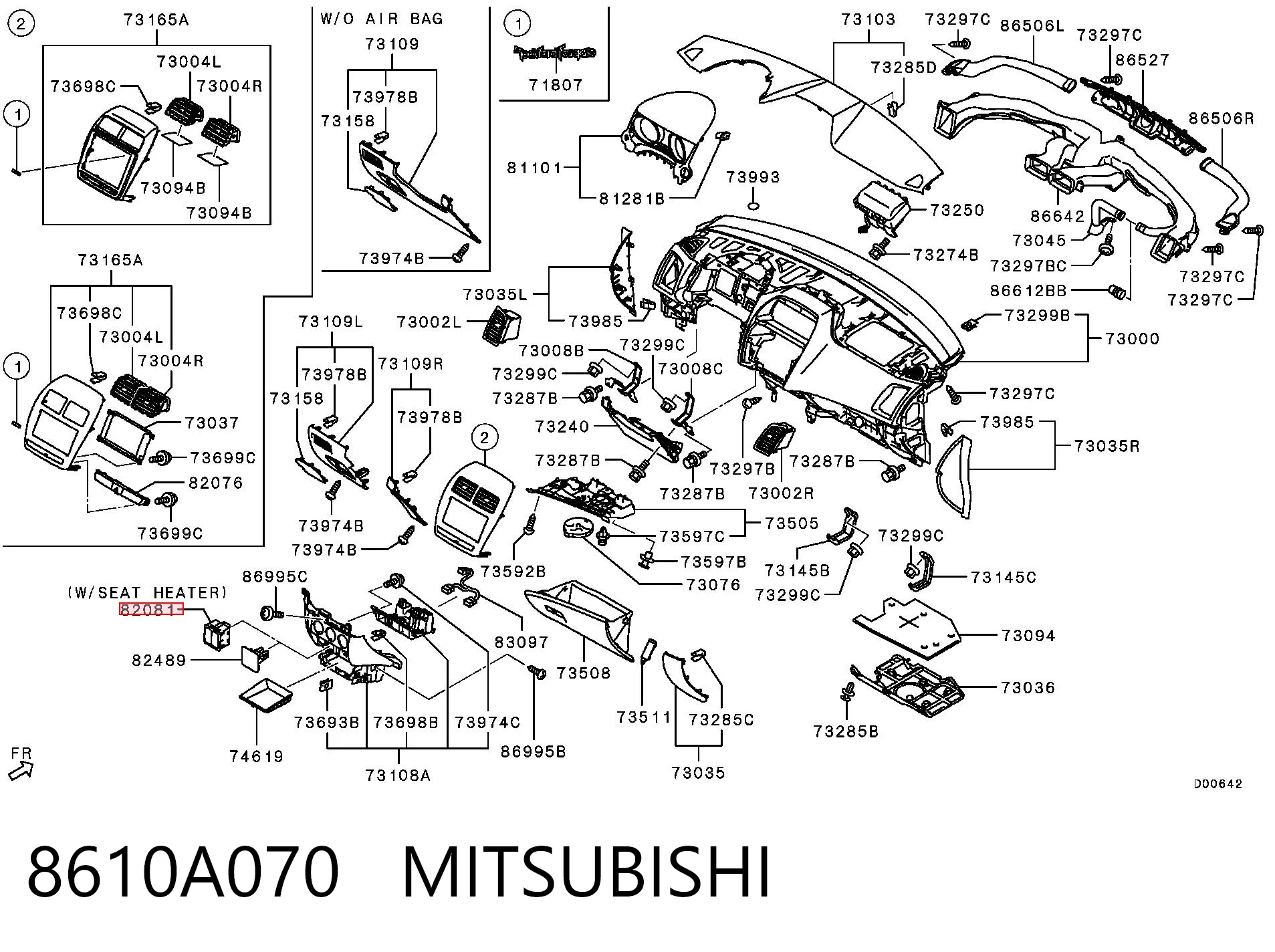 8610A070 Mitsubishi Кнопка вкл.обогрева сидіння