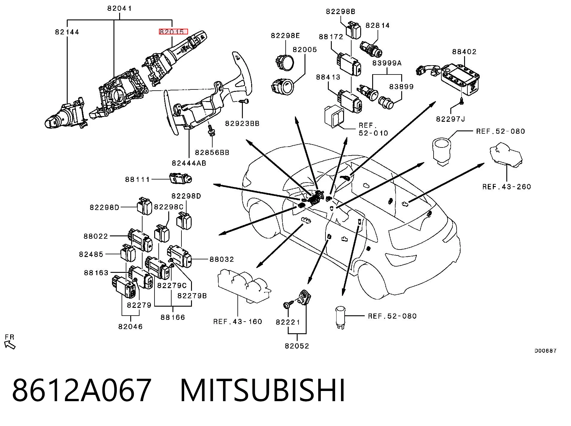 8612A067 Mitsubishi Перемикач підрульовий, правий